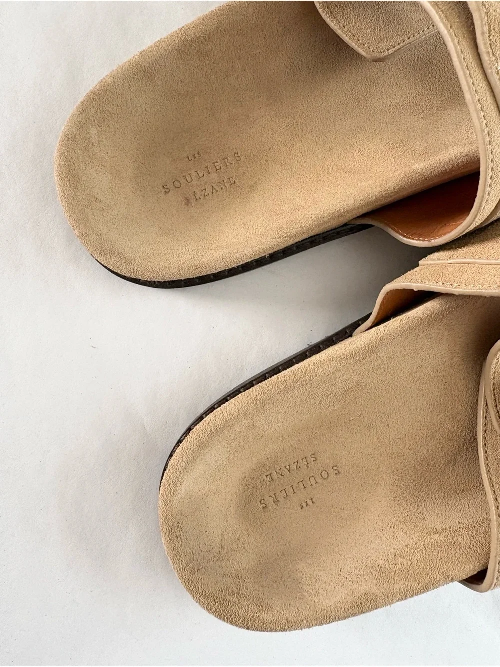 Sézane Lenny Low Mules | Suede Slide Sandals in Sandstone
